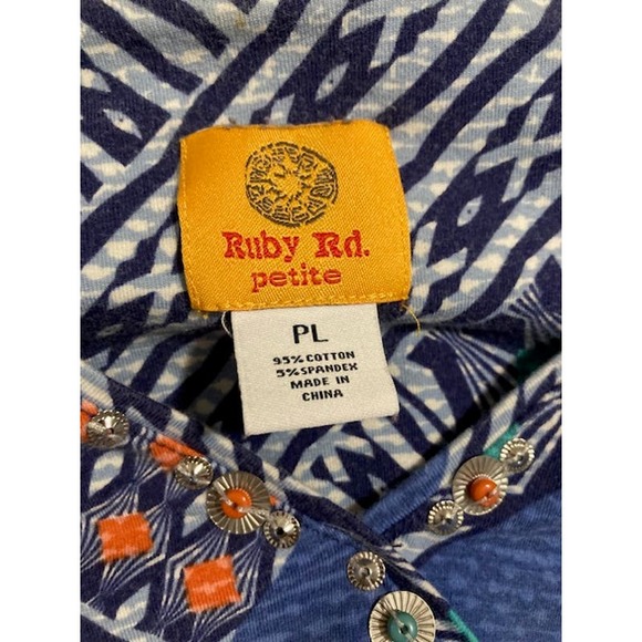 Azure Blue EMBELLISHED Blouse - Ruby Rd. Petite - Picture 6 of 9